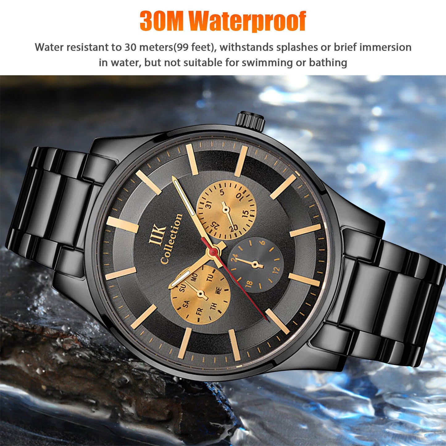 Men'S Quartz Watch Ultra Thin Stainless Steel Business Classic Wrist Waterproof