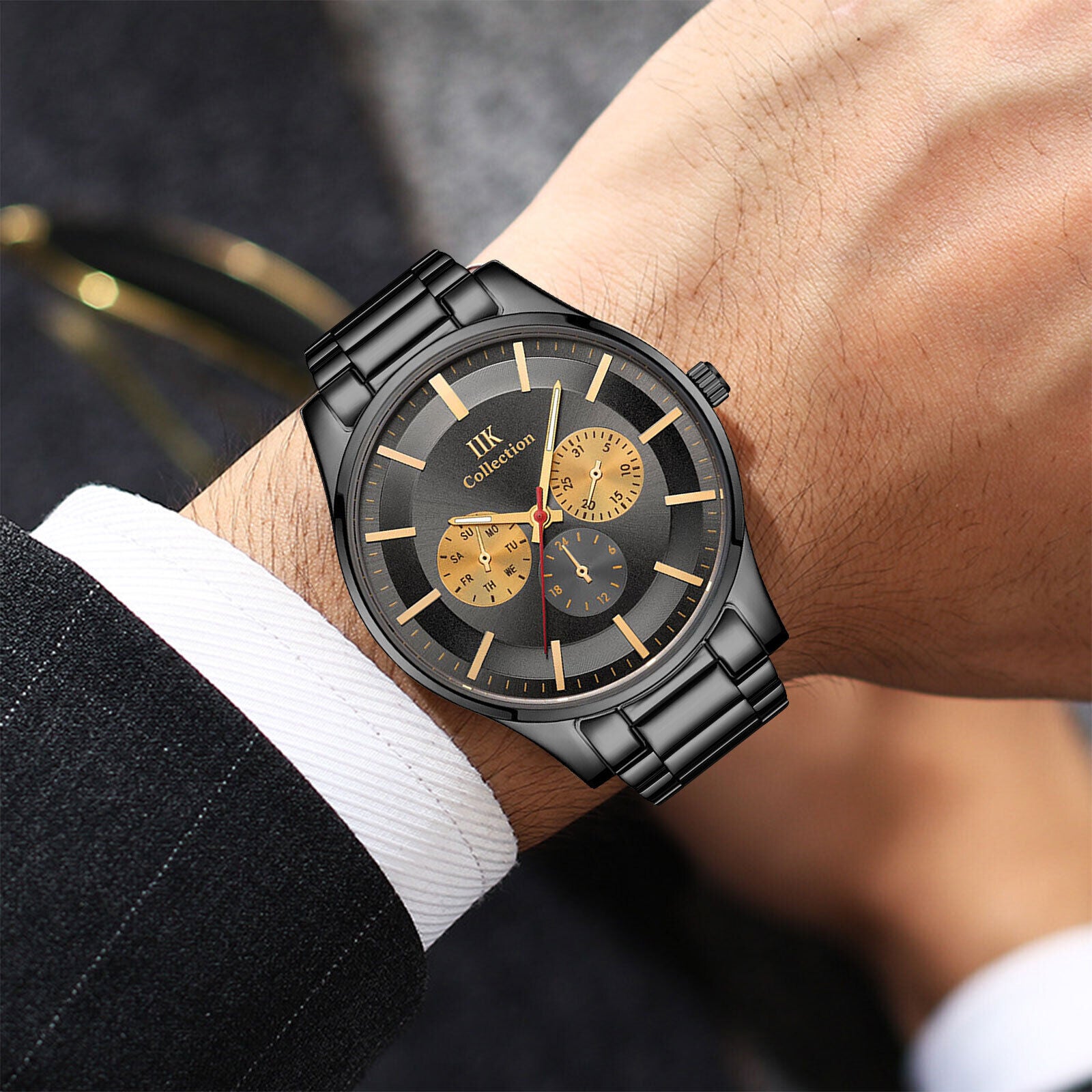 Men'S Quartz Watch Ultra Thin Stainless Steel Business Classic Wrist Waterproof