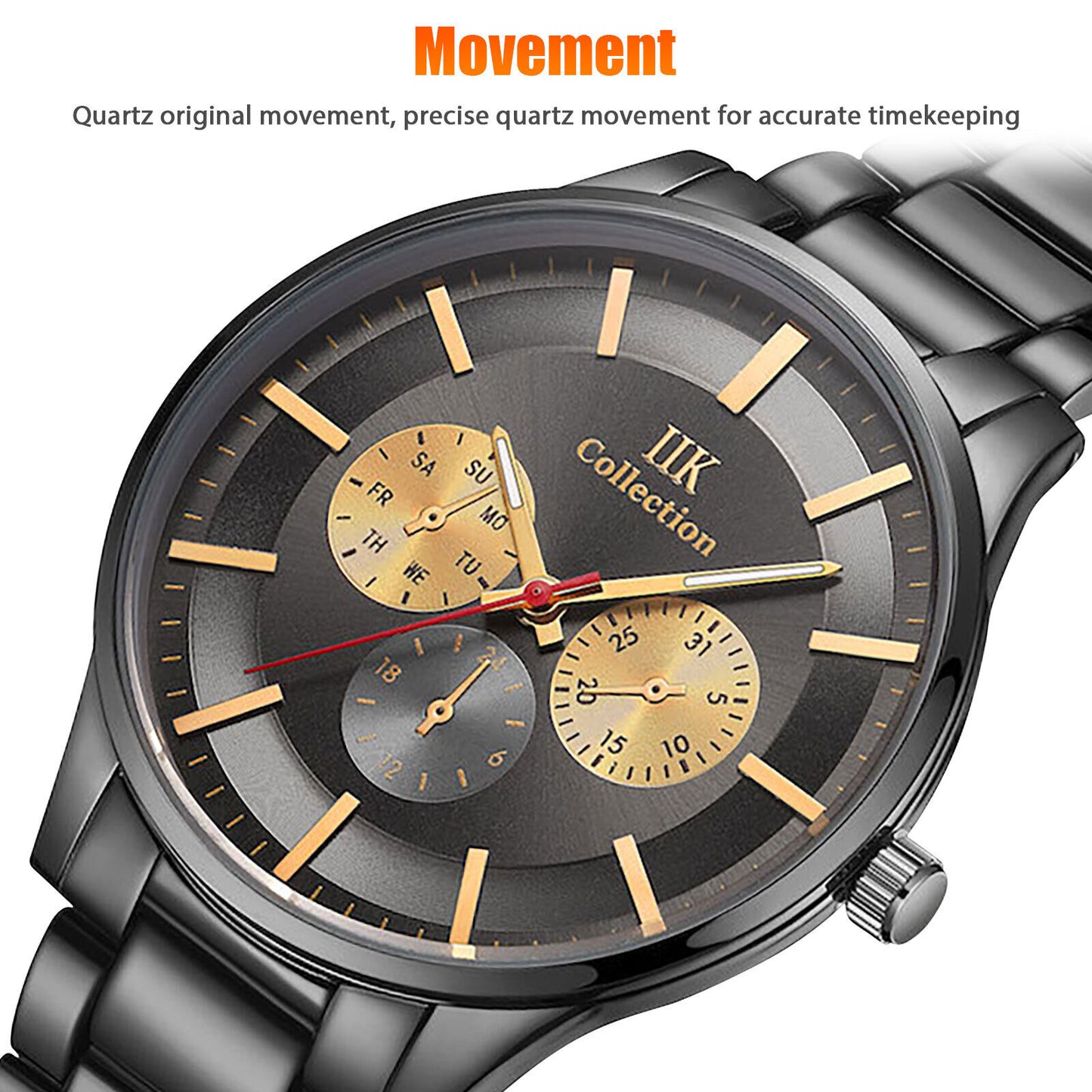 Men'S Quartz Watch Ultra Thin Stainless Steel Business Classic Wrist Waterproof