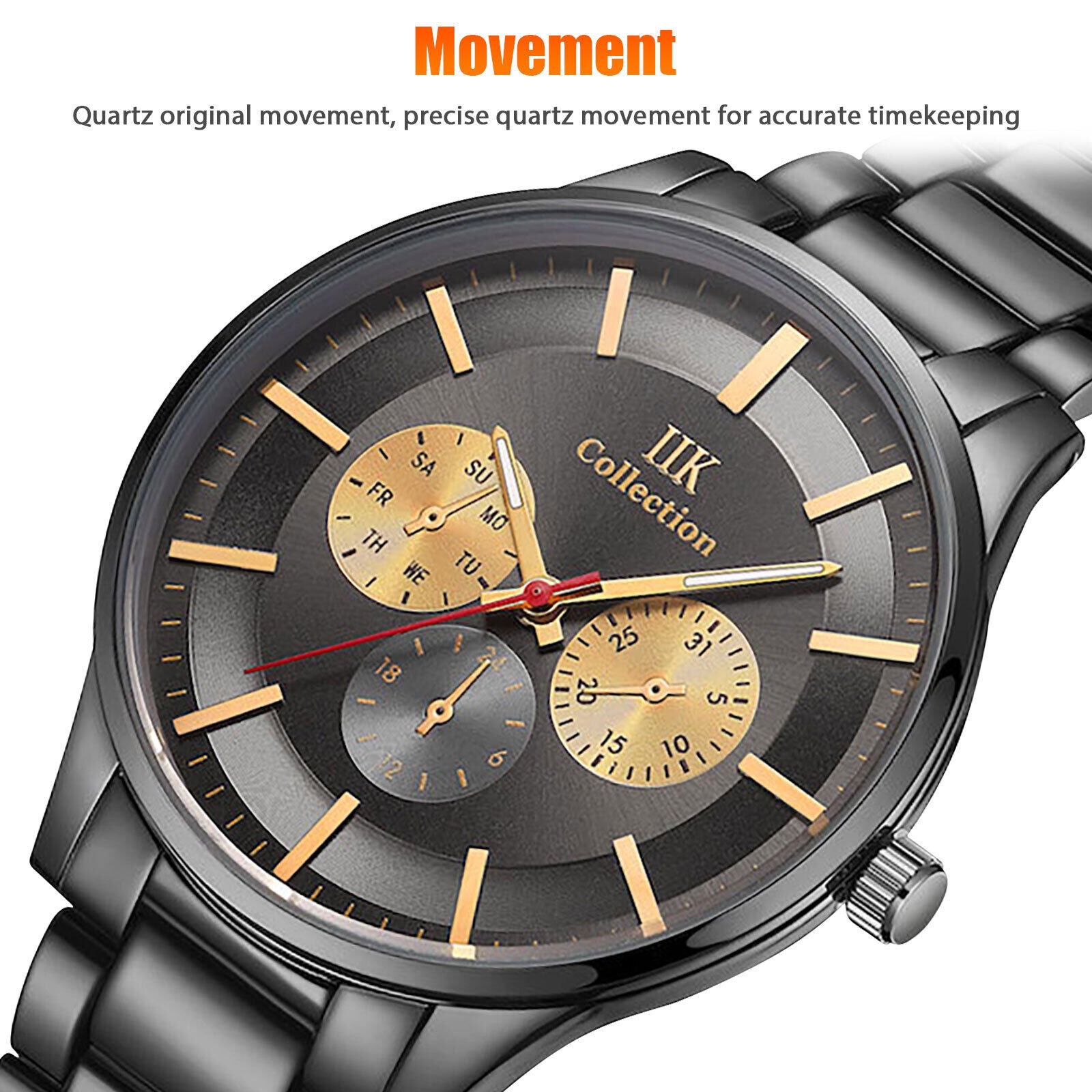 Men'S Quartz Watch Ultra Thin Stainless Steel Business Classic Wrist Waterproof