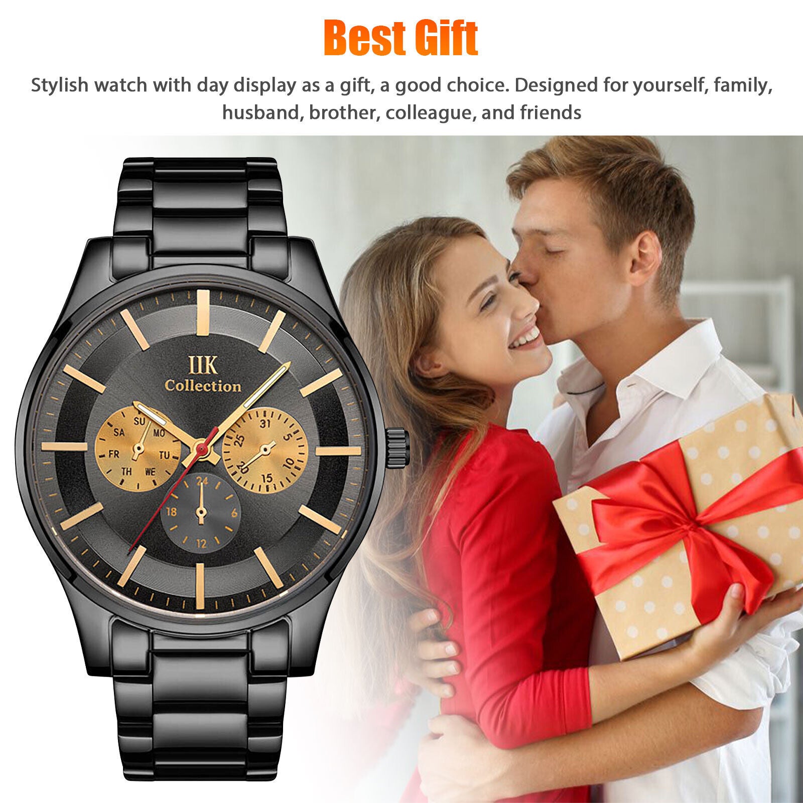 Men'S Quartz Watch Ultra Thin Stainless Steel Business Classic Wrist Waterproof