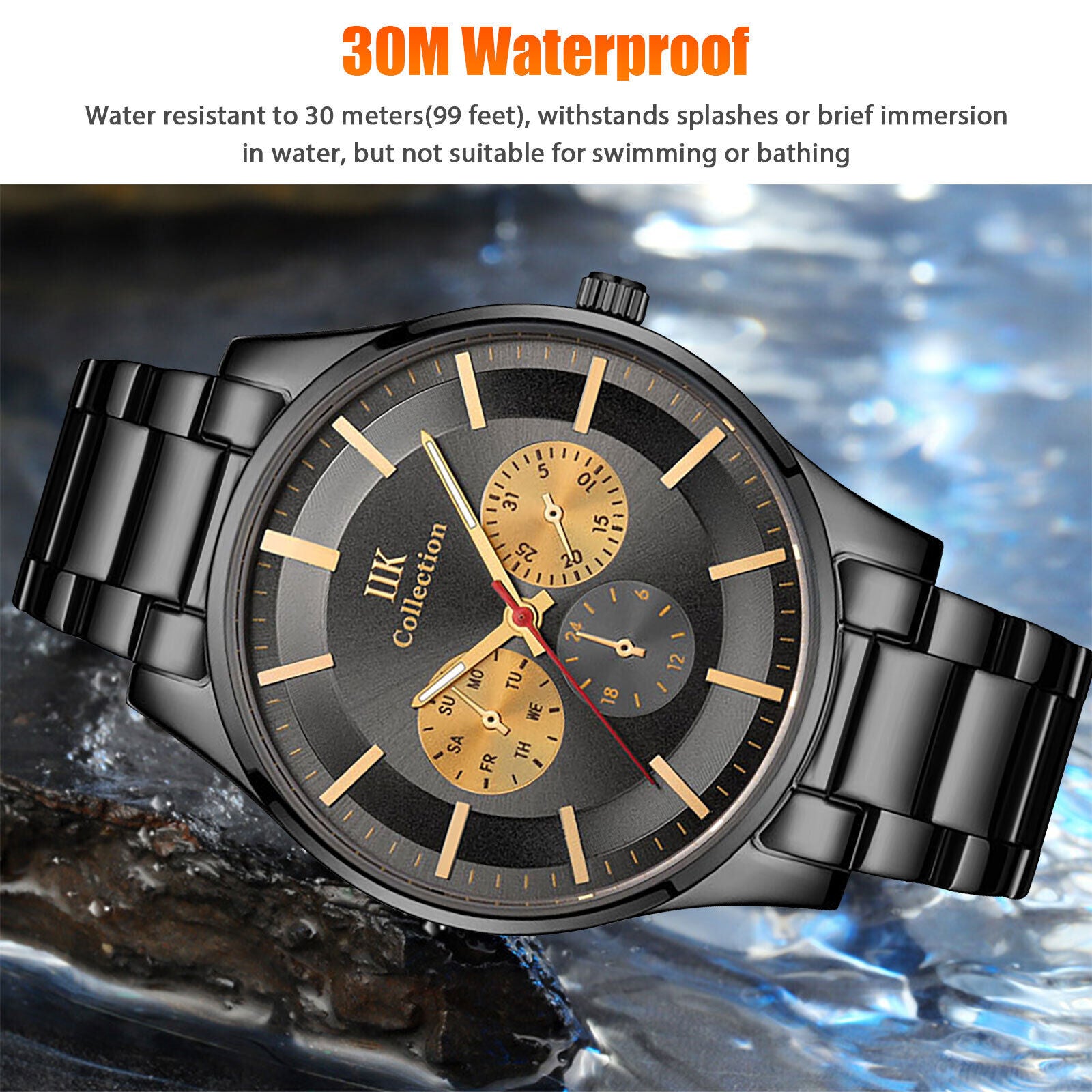 Men'S Quartz Watch Ultra Thin Stainless Steel Business Classic Wrist Waterproof